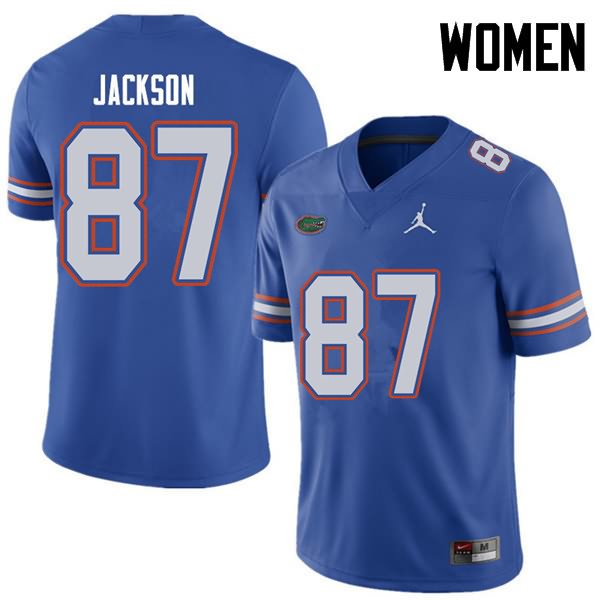 Women's NCAA Florida Gators Kalif Jackson #87 Stitched Authentic Jordan Brand Royal College Football Jersey QCT1765FY